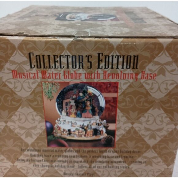 Vintage Nativity Musical Water Globe Rotating Base We Wish You A Merry Christmas - Picture 5 of 14